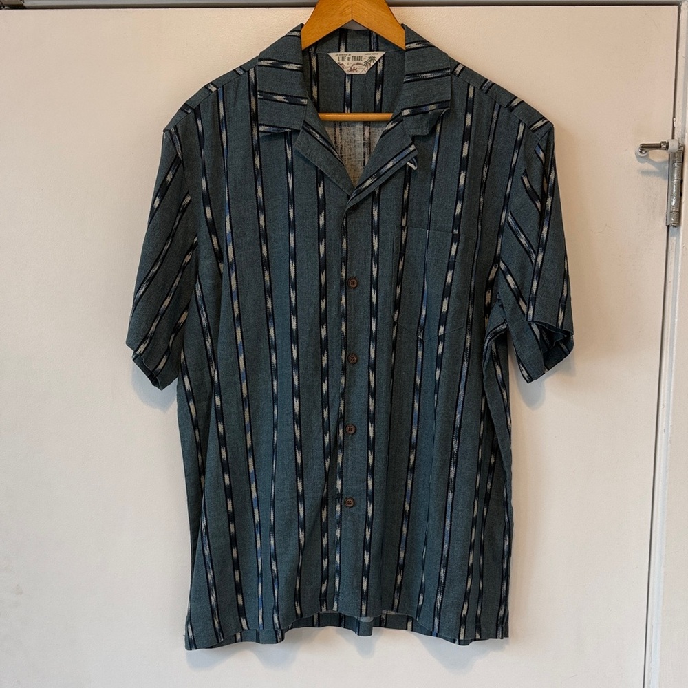 Navy Striped Casual Button-Down Shirt